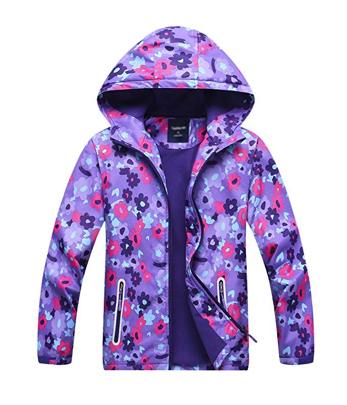 MGEOY Girls Rain Jackets Lightweight Waterproof Hooded Raincoats Windbreakers