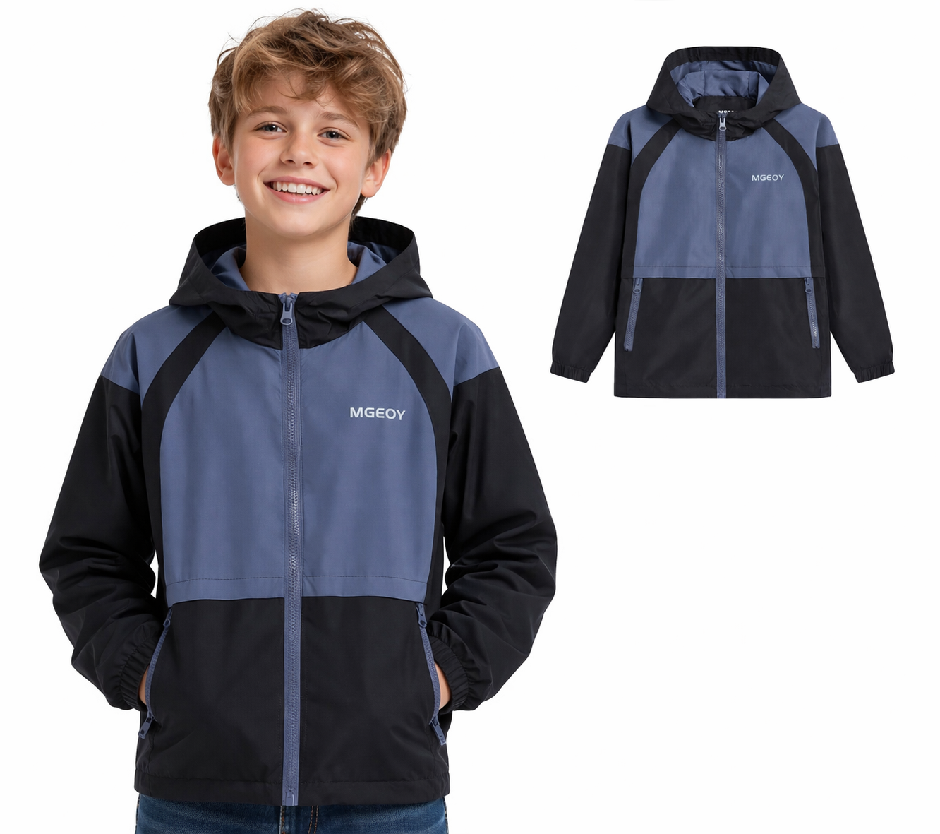 MGEOY Boys Girls Hooded Rain Jackets Waterproof Rain coats Windbreaker for Kids Lightweight Jackets