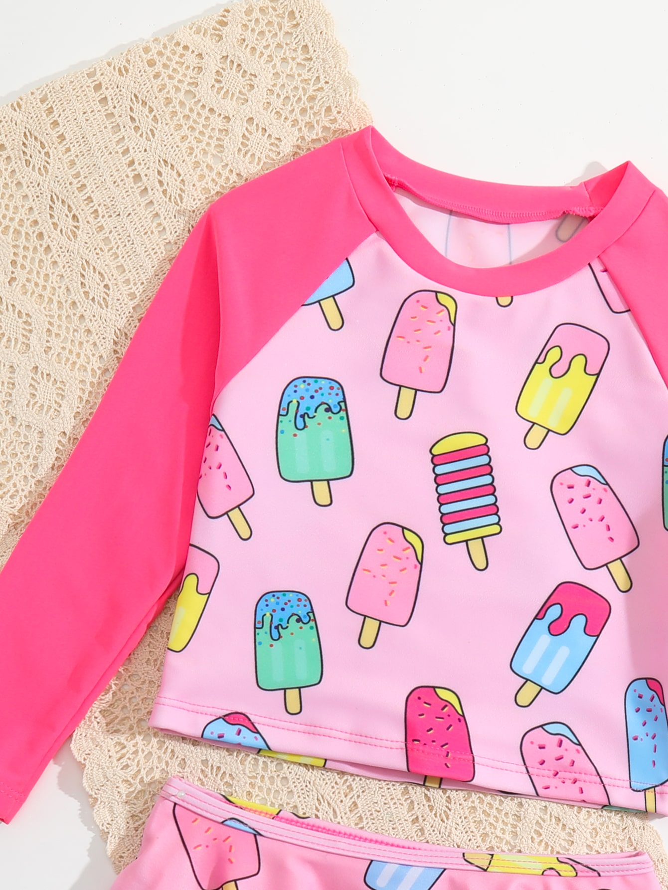 Toddler Girls Rash Guard Sets with Bikini Bottoms Swimwear（4-7Y）