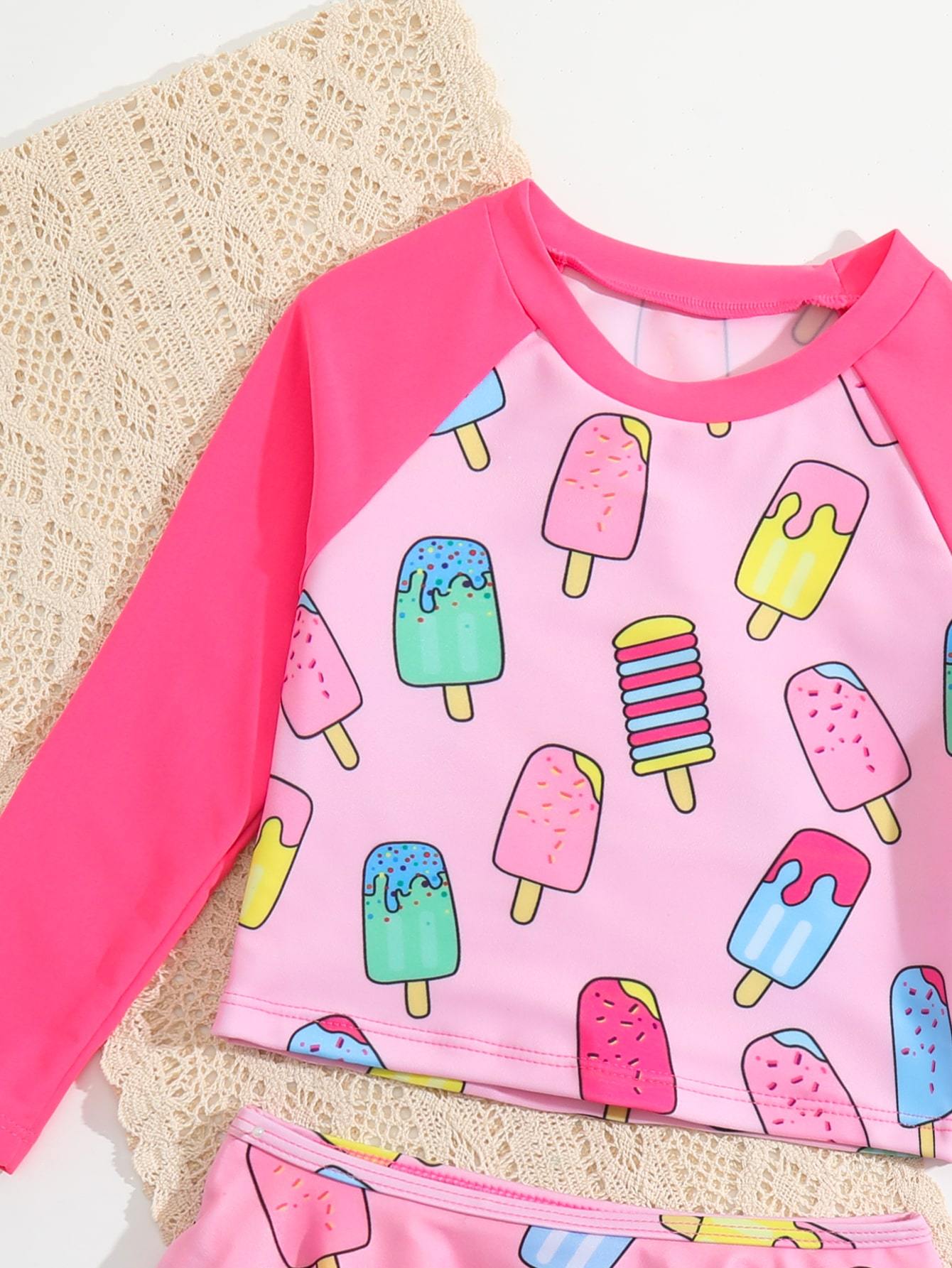 Toddler Girls Rash Guard Sets with Bikini Bottoms Swimwear（4-7Y）