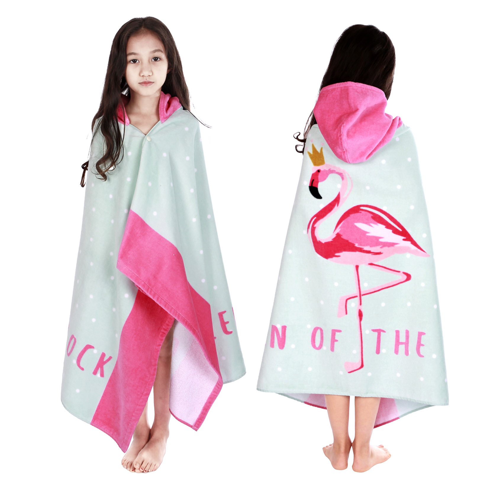 Boys' and Girls' Hooded Beach Towel, Bath & Pool Towel 30×50 Inches Oversized Super Absorbent Adorable Cartoon Animal Designs Vibrant and Energetic 100% Cotton Wearable Kids' Wrap Towel