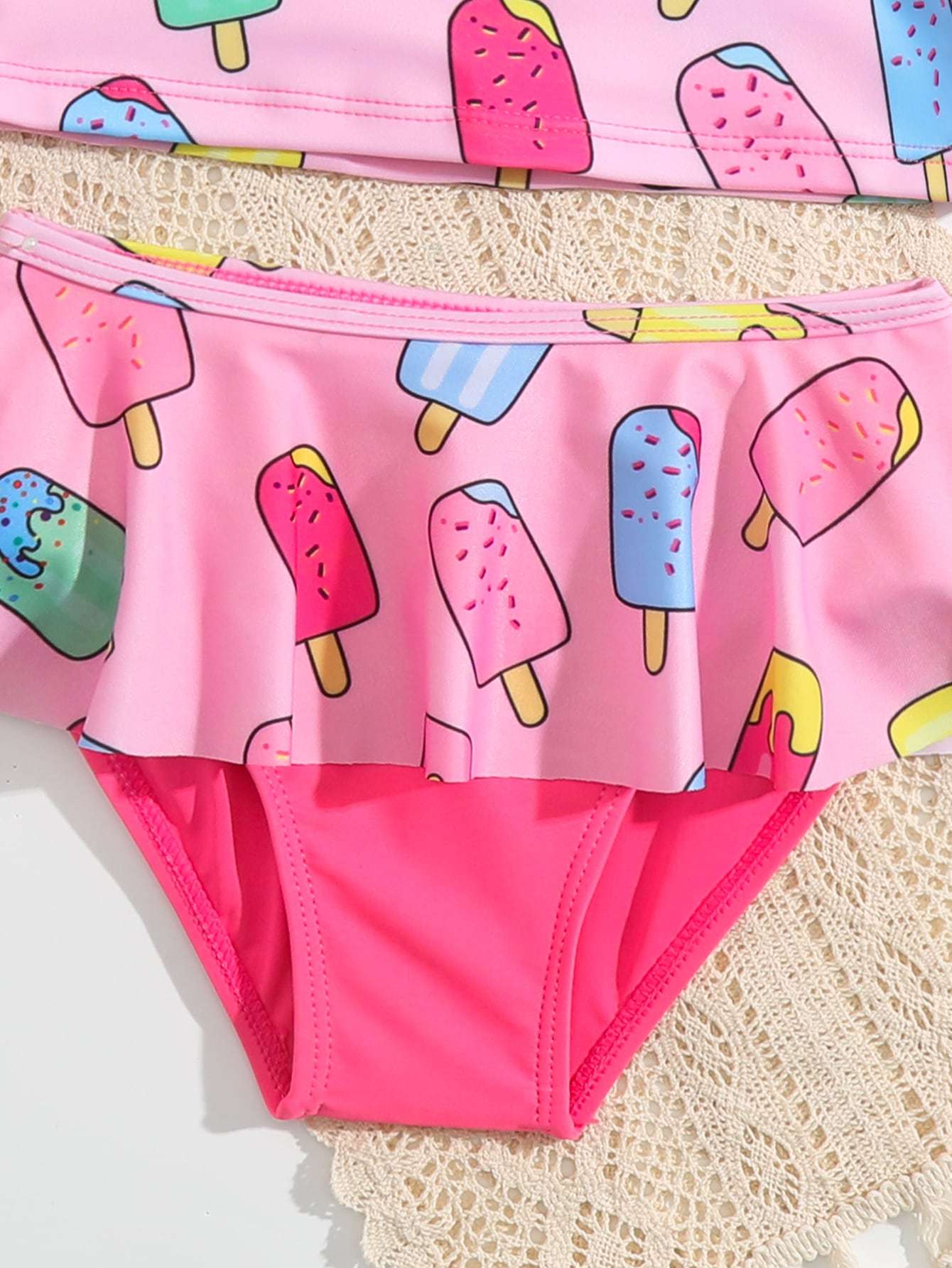 Toddler Girls Rash Guard Sets with Bikini Bottoms Swimwear（4-7Y）