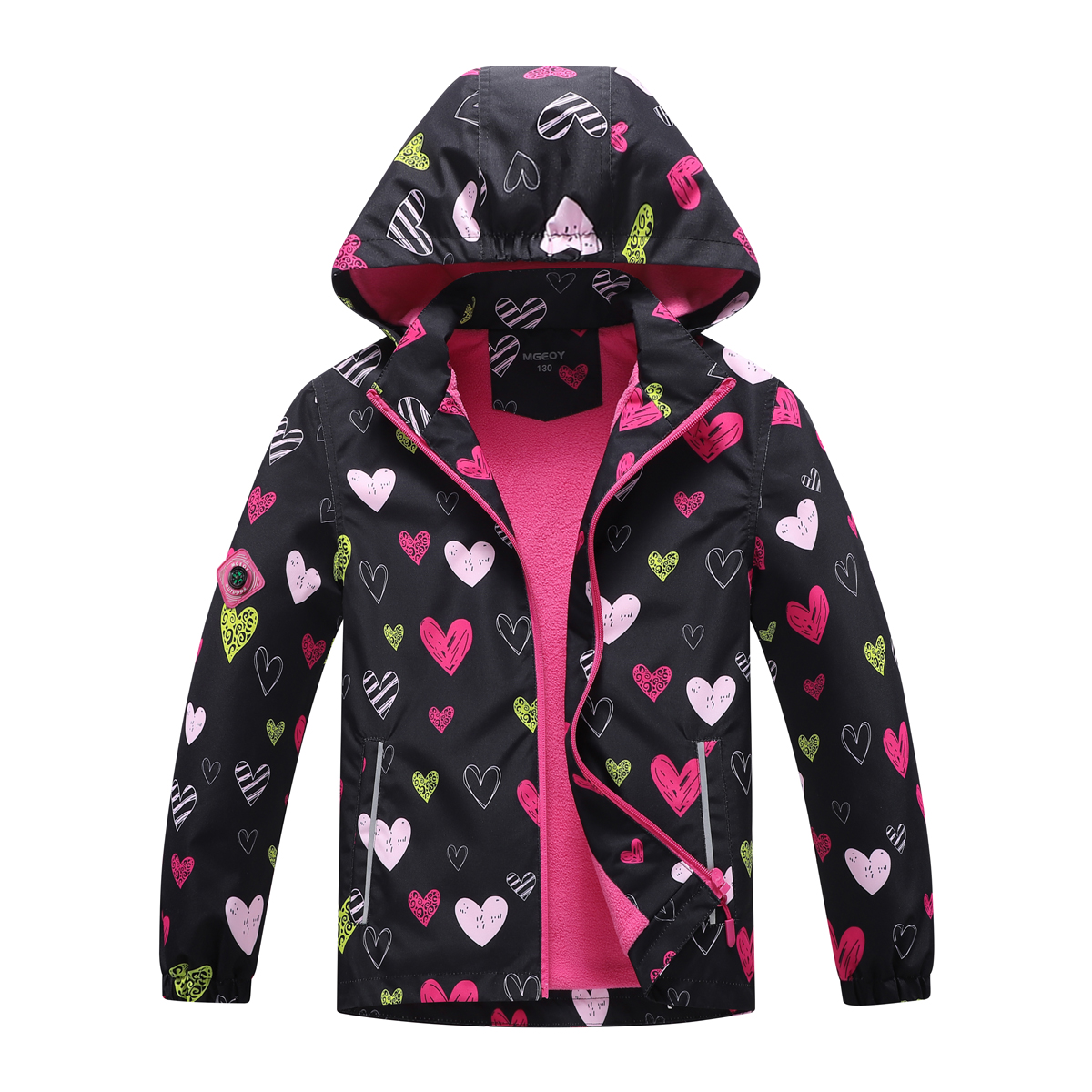 MGEOY Boys Girls Rain Jackets Lightweight Waterproof Hooded Cotton Raincoats Windbreakers for Kids