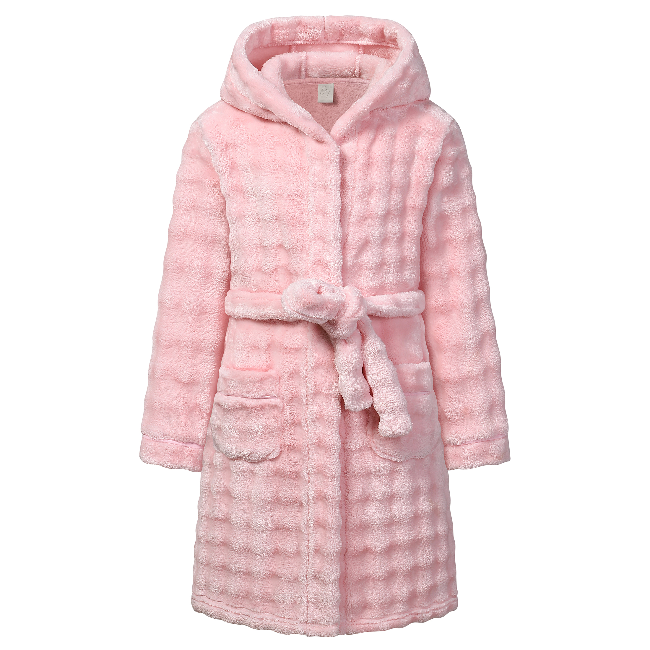 Kids Hooded Fleece Robe Plush Bubble Flannel Bathrobe Soft Warm Lightweight Bathrobe with Belt & Pockets for Boys Girls 4-15 Years