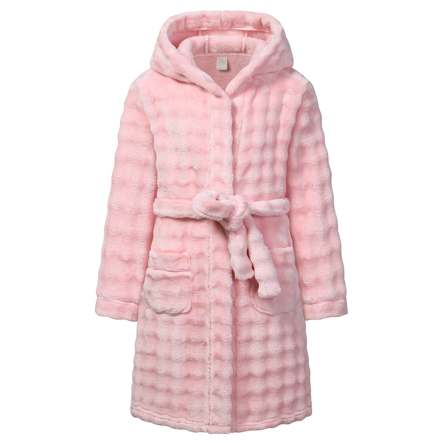 Kids Hooded Fleece Robe Plush Bubble Flannel Bathrobe Soft Warm Lightweight Bathrobe with Belt & Pockets for Boys Girls 4-15 Years