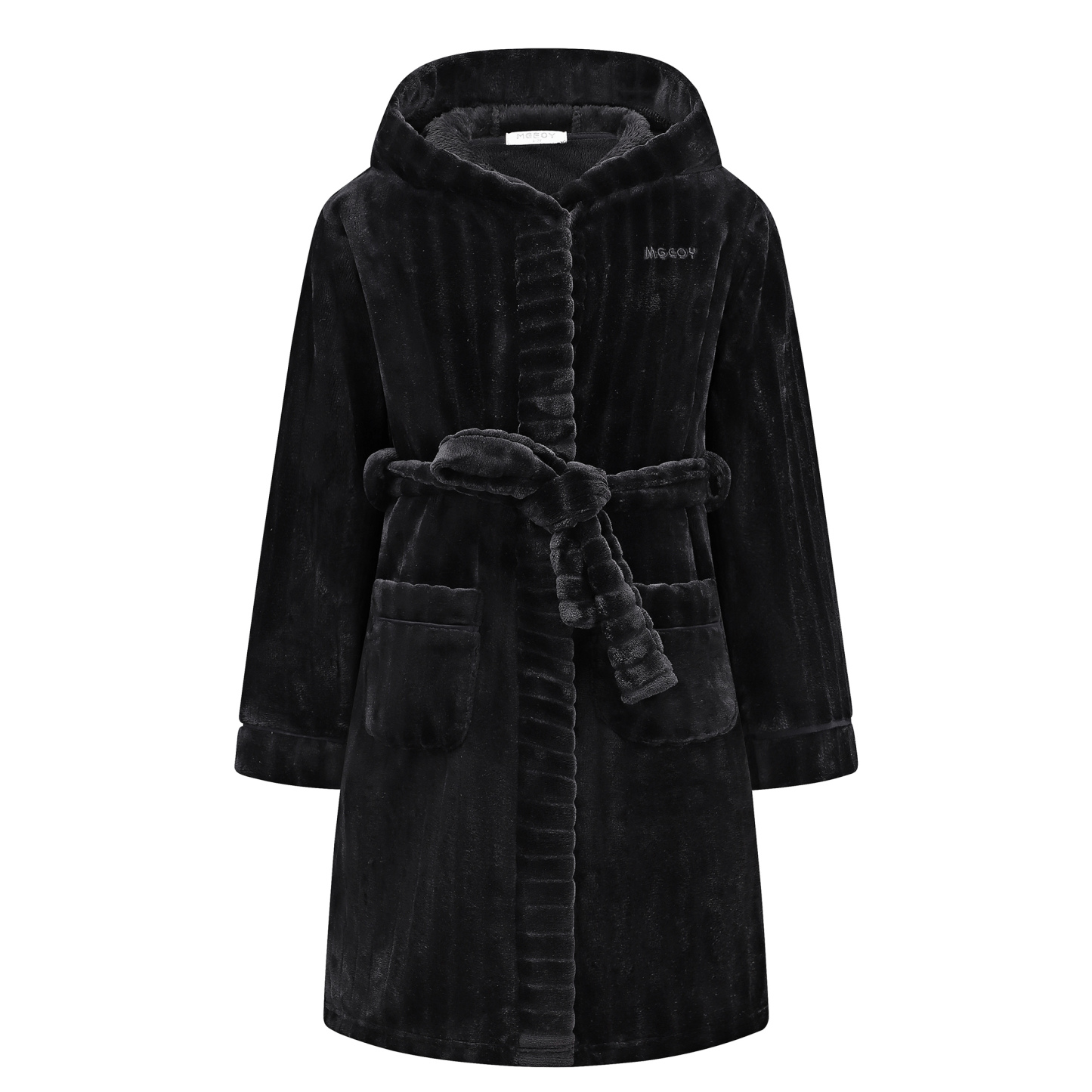 Kids Hooded Bathrobe Soft Plush Fleece Robe with Belt and Pockets, Cozy Warm Sleepwear Lounge Robe for Girls and Boys Ages 4-15 Years