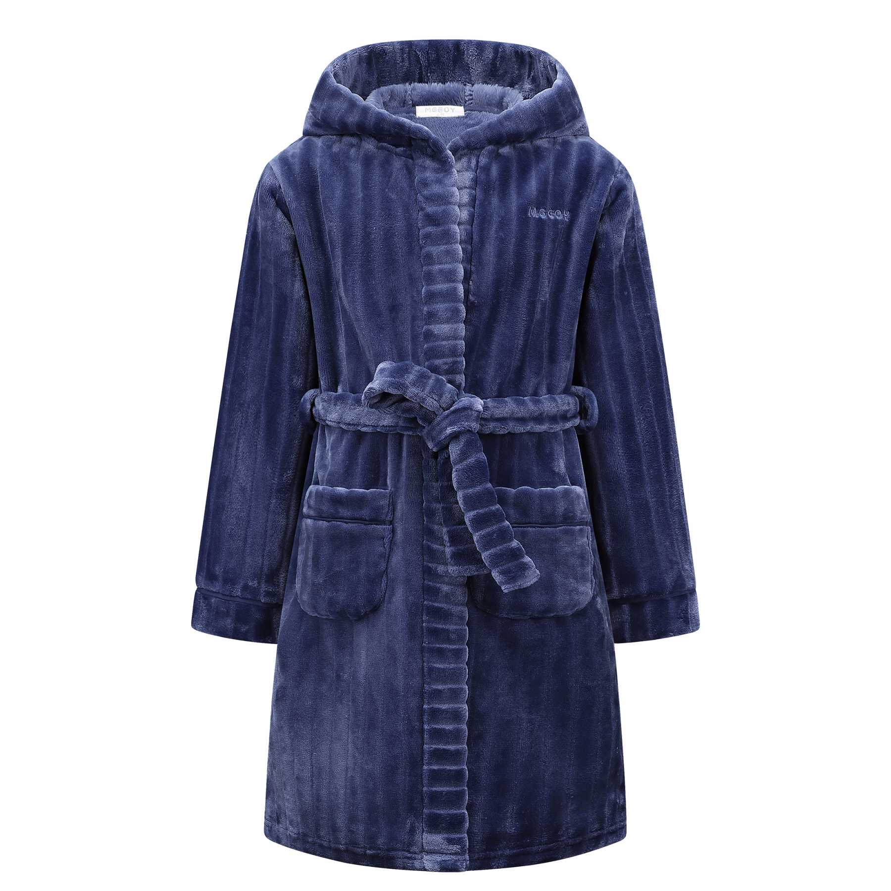 Kids Hooded Bathrobe Soft Plush Fleece Robe with Belt and Pockets, Cozy Warm Sleepwear Lounge Robe for Girls and Boys Ages 4-15 Years