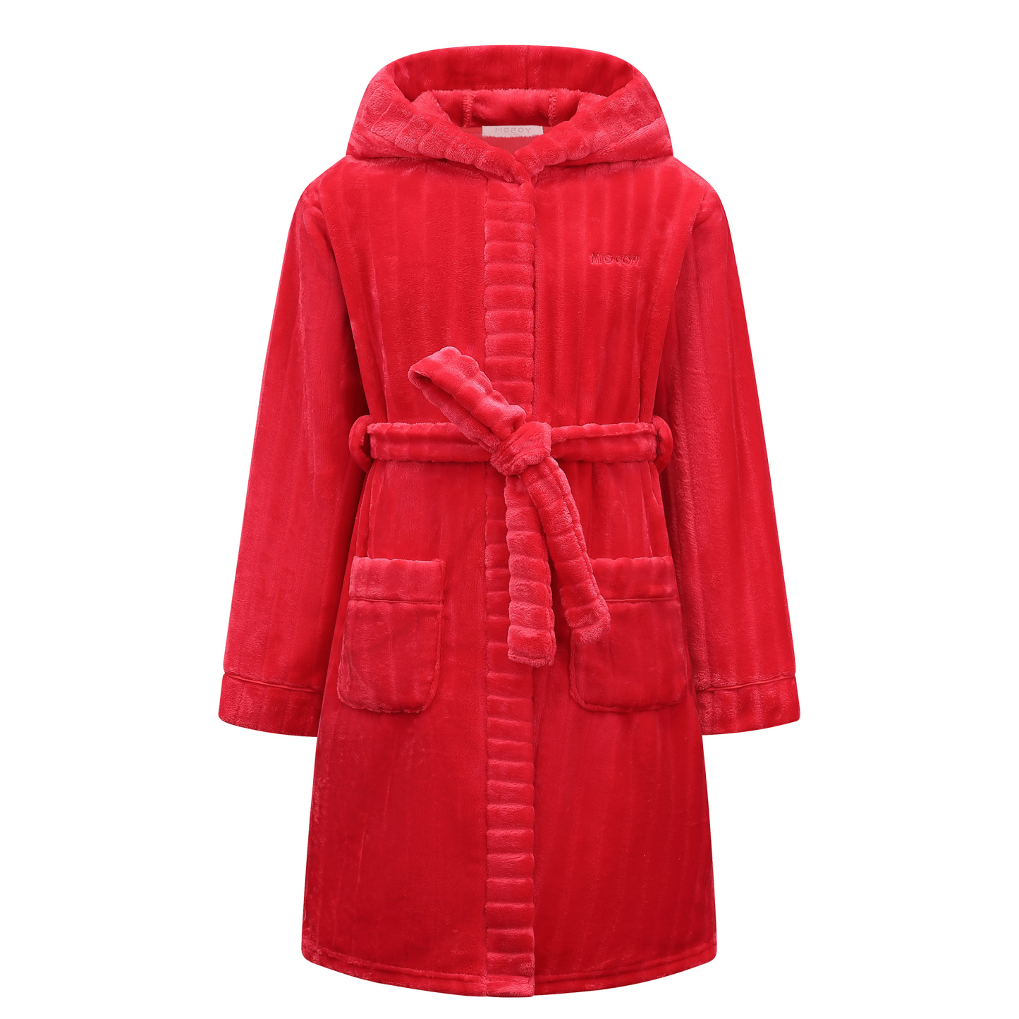 Kids Hooded Bathrobe Soft Plush Fleece Robe with Belt and Pockets, Cozy Warm Sleepwear Lounge Robe for Girls and Boys Ages 4-15 Years