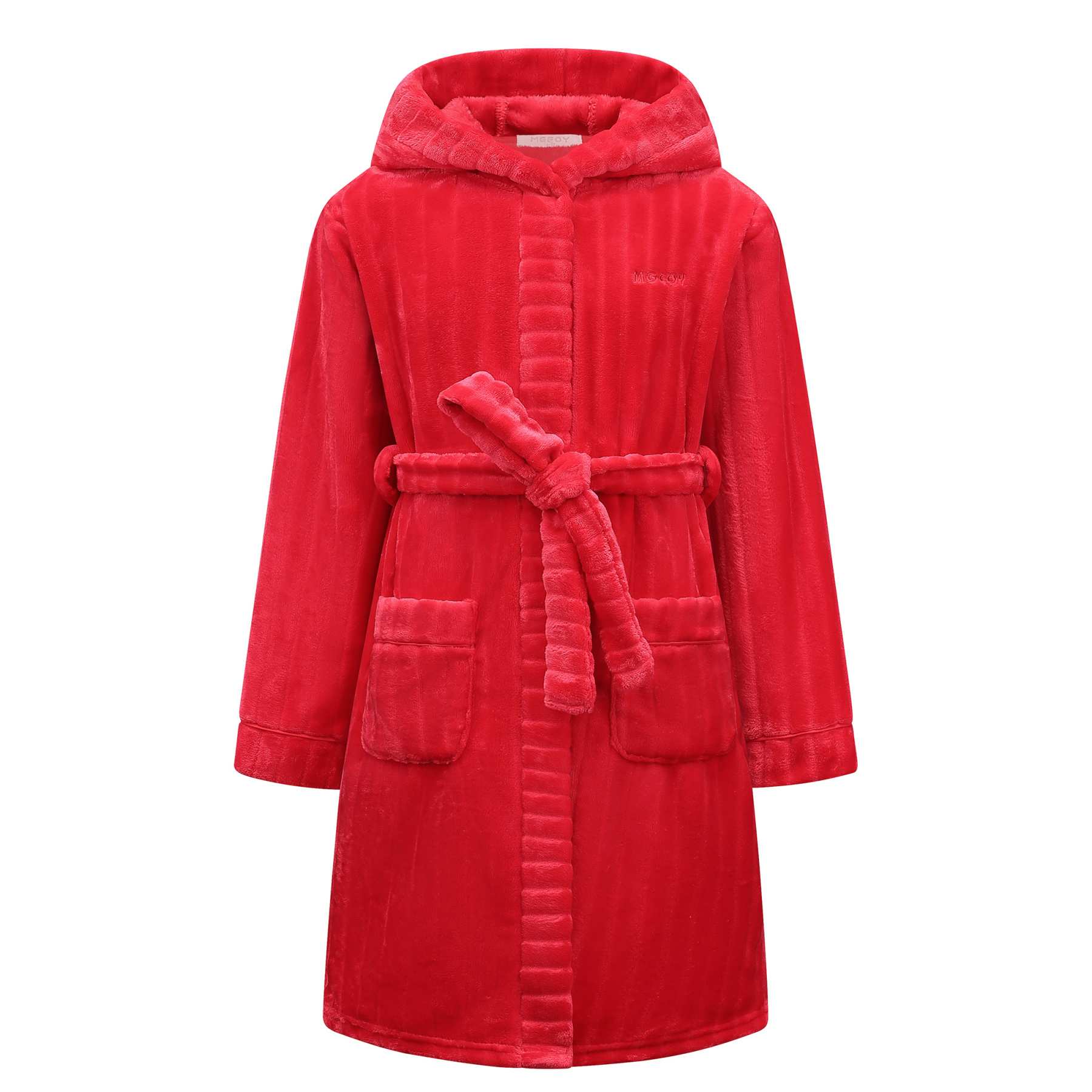 Kids Hooded Bathrobe Soft Plush Fleece Robe with Belt and Pockets, Cozy Warm Sleepwear Lounge Robe for Girls and Boys Ages 4-15 Years