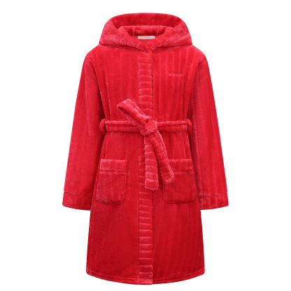 Kids Hooded Bathrobe Soft Plush Fleece Robe with Belt and Pockets, Cozy Warm Sleepwear Lounge Robe for Girls and Boys Ages 4-15 Years