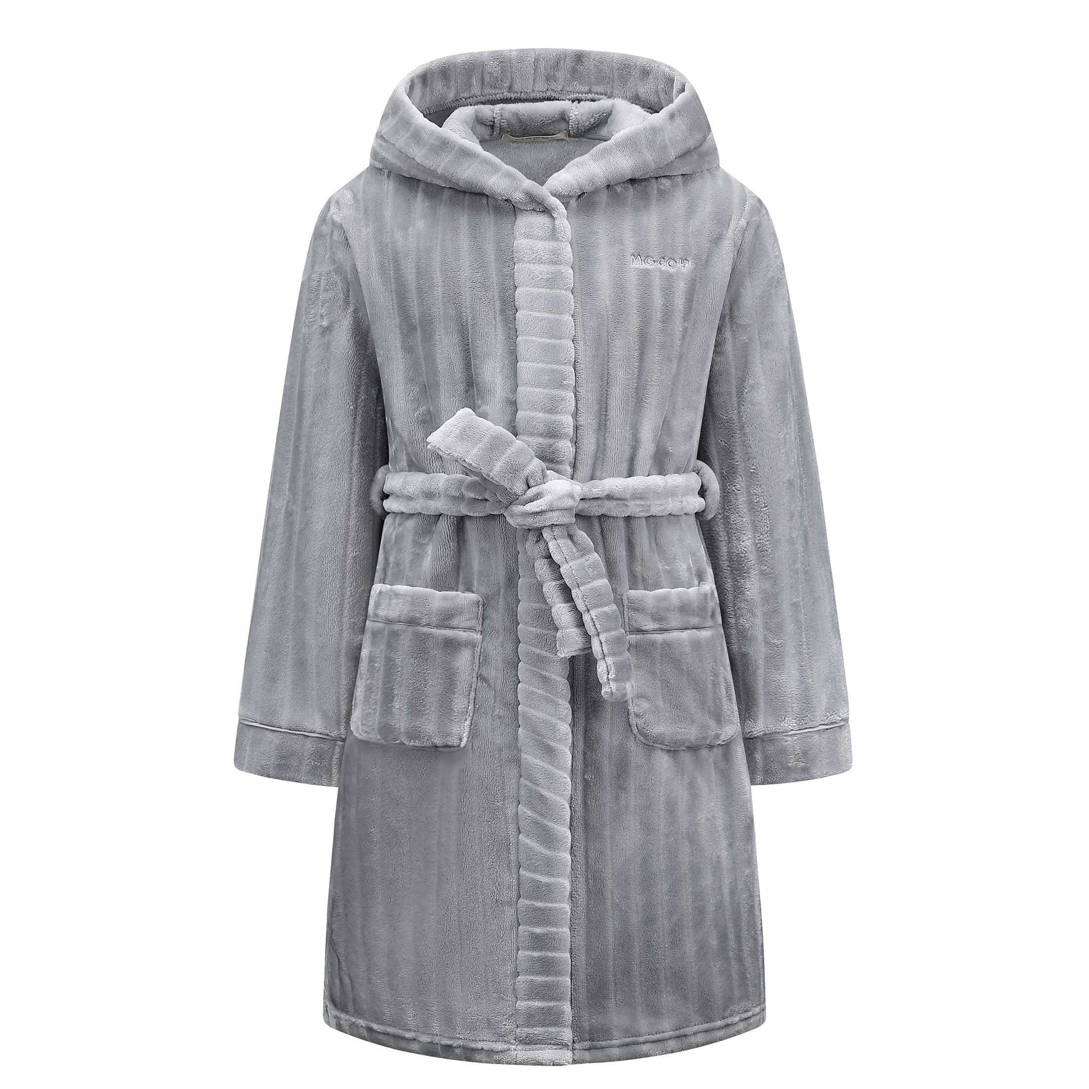 Kids Hooded Bathrobe Soft Plush Fleece Robe with Belt and Pockets, Cozy Warm Sleepwear Lounge Robe for Girls and Boys Ages 4-15 Years