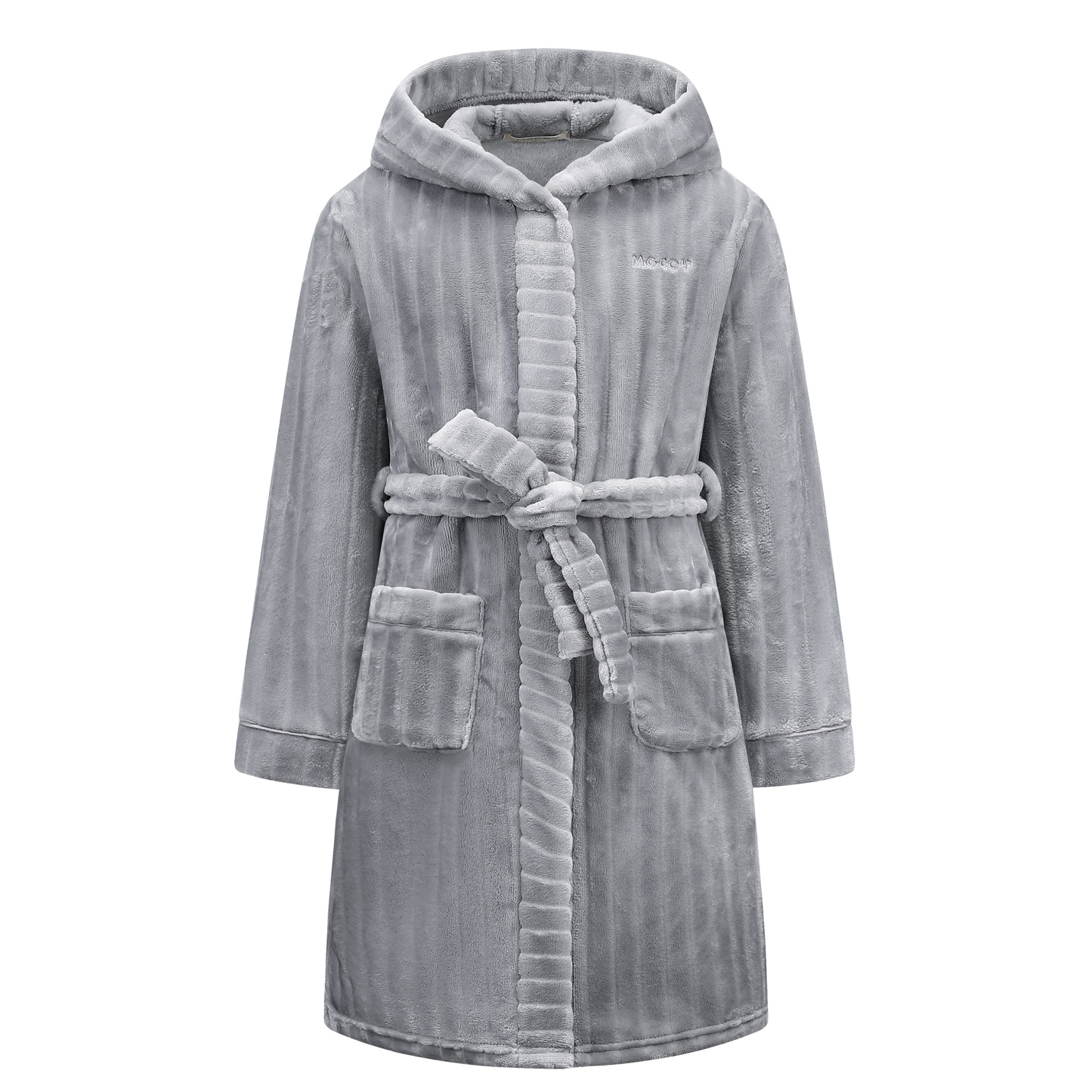 Kids Hooded Bathrobe Soft Plush Fleece Robe with Belt and Pockets, Cozy Warm Sleepwear Lounge Robe for Girls and Boys Ages 4-15 Years