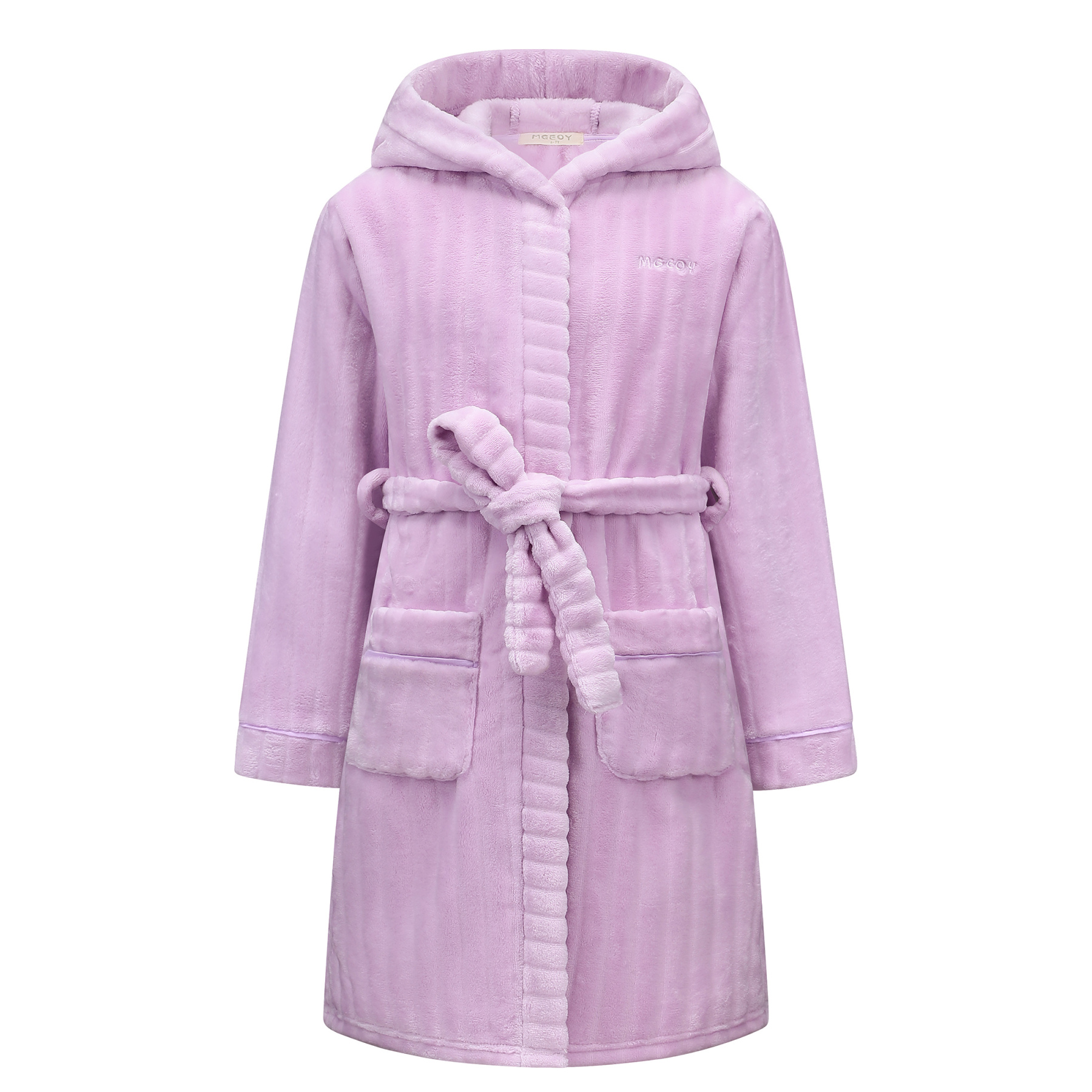 Kids Hooded Bathrobe Soft Plush Fleece Robe with Belt and Pockets, Cozy Warm Sleepwear Lounge Robe for Girls and Boys Ages 4-15 Years