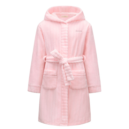 Kids Hooded Bathrobe Soft Plush Fleece Robe with Belt and Pockets, Cozy Warm Sleepwear Lounge Robe for Girls and Boys Ages 4-15 Years