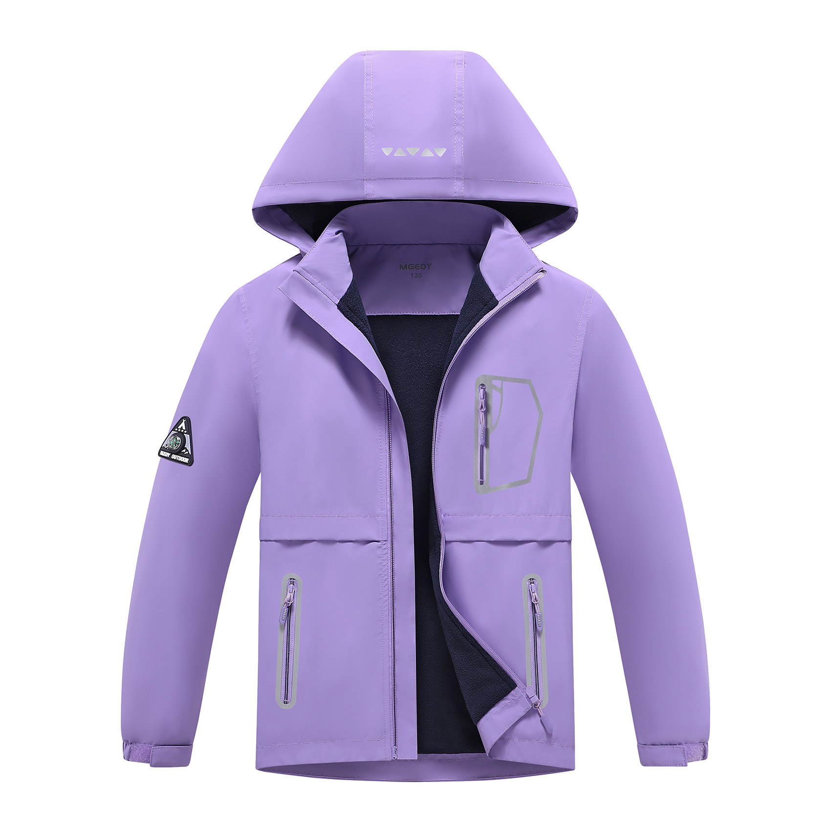 MGEOY Boys Girls Rain Jackets Lightweight Waterproof Hooded Raincoats Windbreakers for Kids，Sizes 4-16