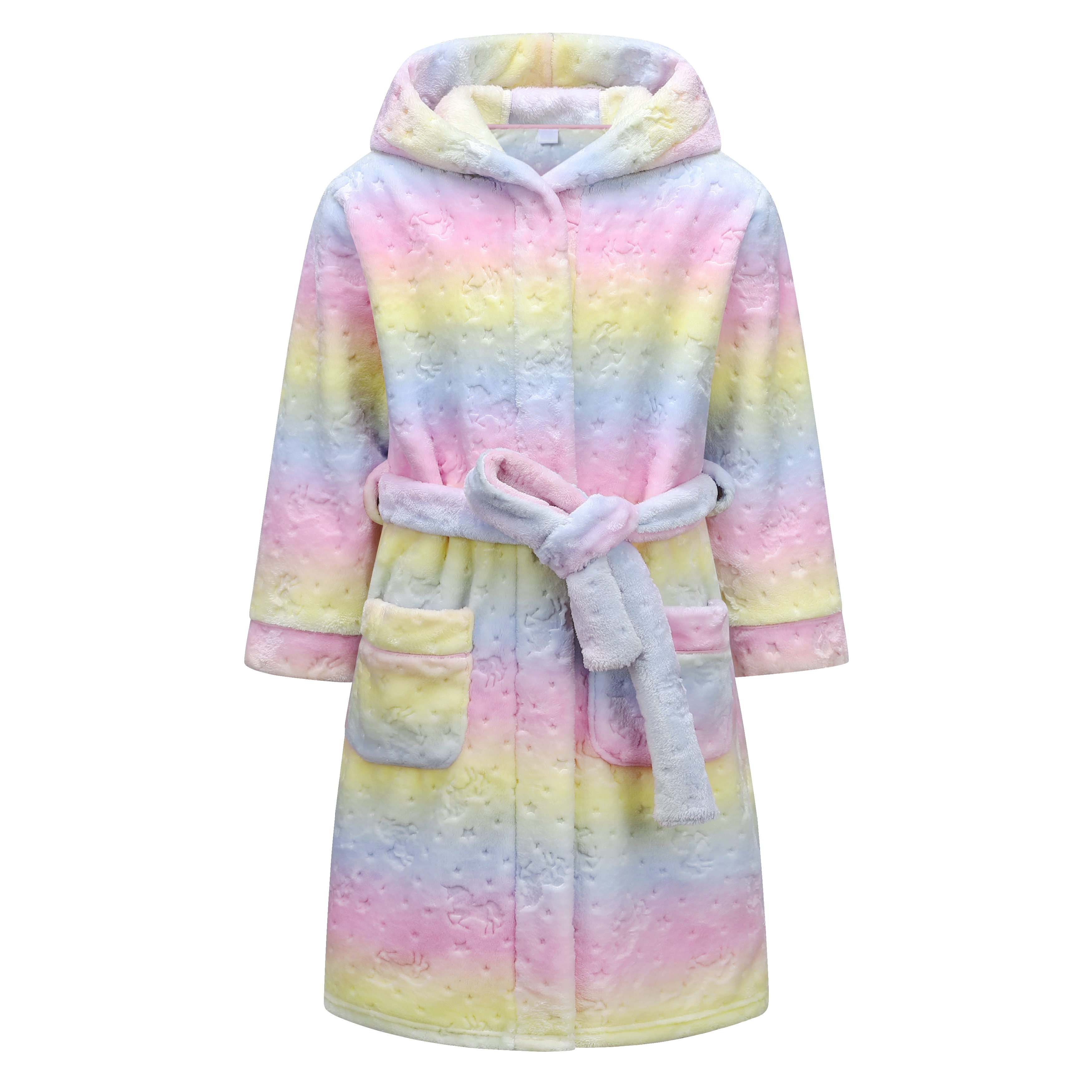 Kids Hooded Fleece Robe for Girls Soft Plush Bathrobe Warm Flannel Sleepwear with Belt Pockets Cute Cozy Housecoat for Toddler and Big Girls