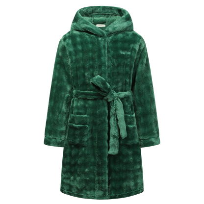 Kids Hooded Fleece Robe Plush Bubble Flannel Bathrobe Soft Warm Lightweight Bathrobe with Belt & Pockets for Boys Girls 4-15 Years