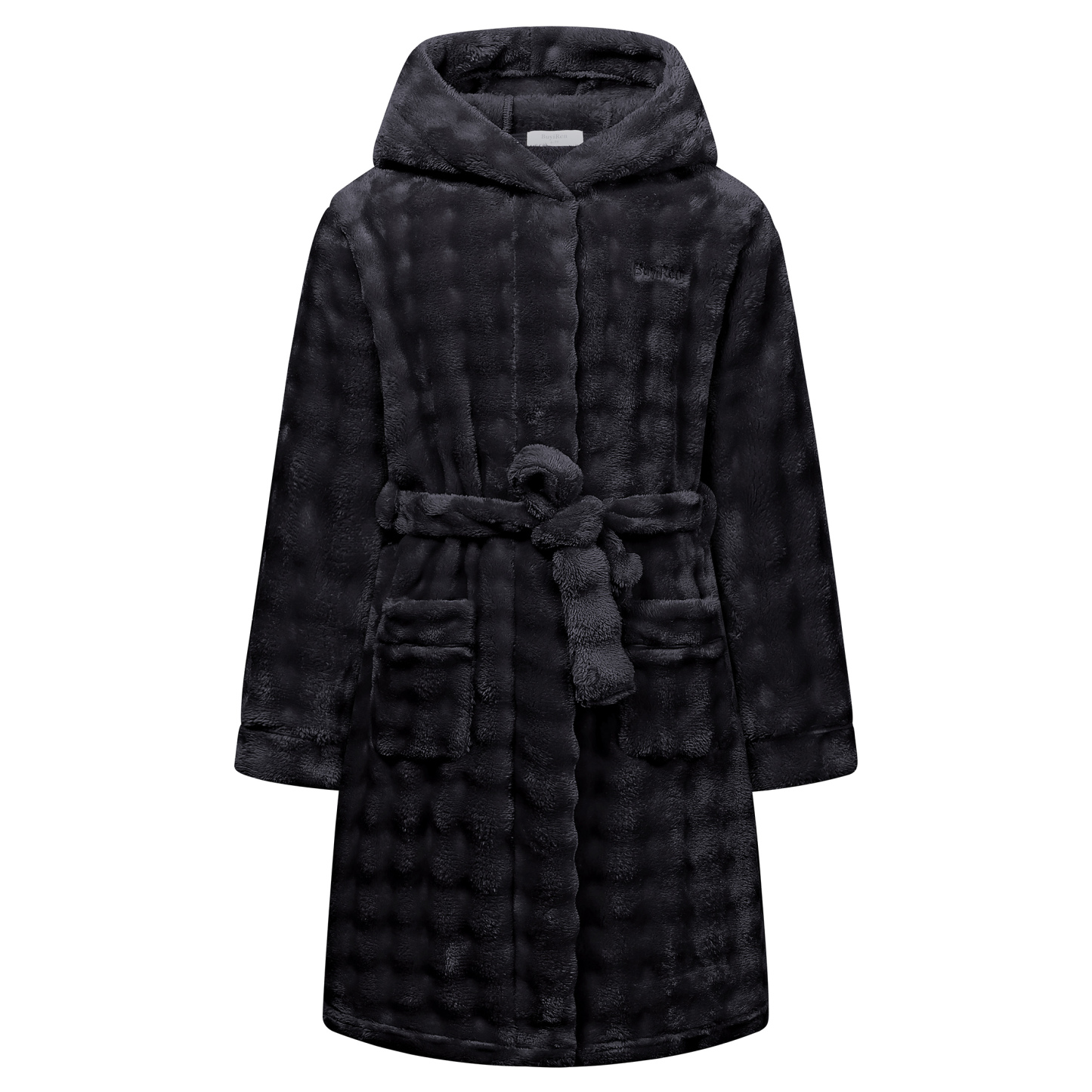 Kids Hooded Fleece Robe Plush Bubble Flannel Bathrobe Soft Warm Lightweight Bathrobe with Belt & Pockets for Boys Girls 4-15 Years