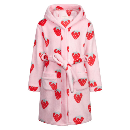 Kids Hooded Fleece Robe for Girls Soft Plush Bathrobe Warm Flannel Sleepwear with Belt Pockets Cute Cozy Housecoat for Toddler and Big Girls