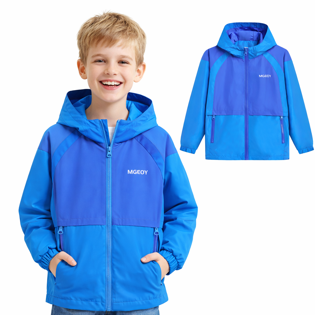 MGEOY Boys Girls Hooded Rain Jackets Waterproof Rain coats Windbreaker for Kids Lightweight Jackets