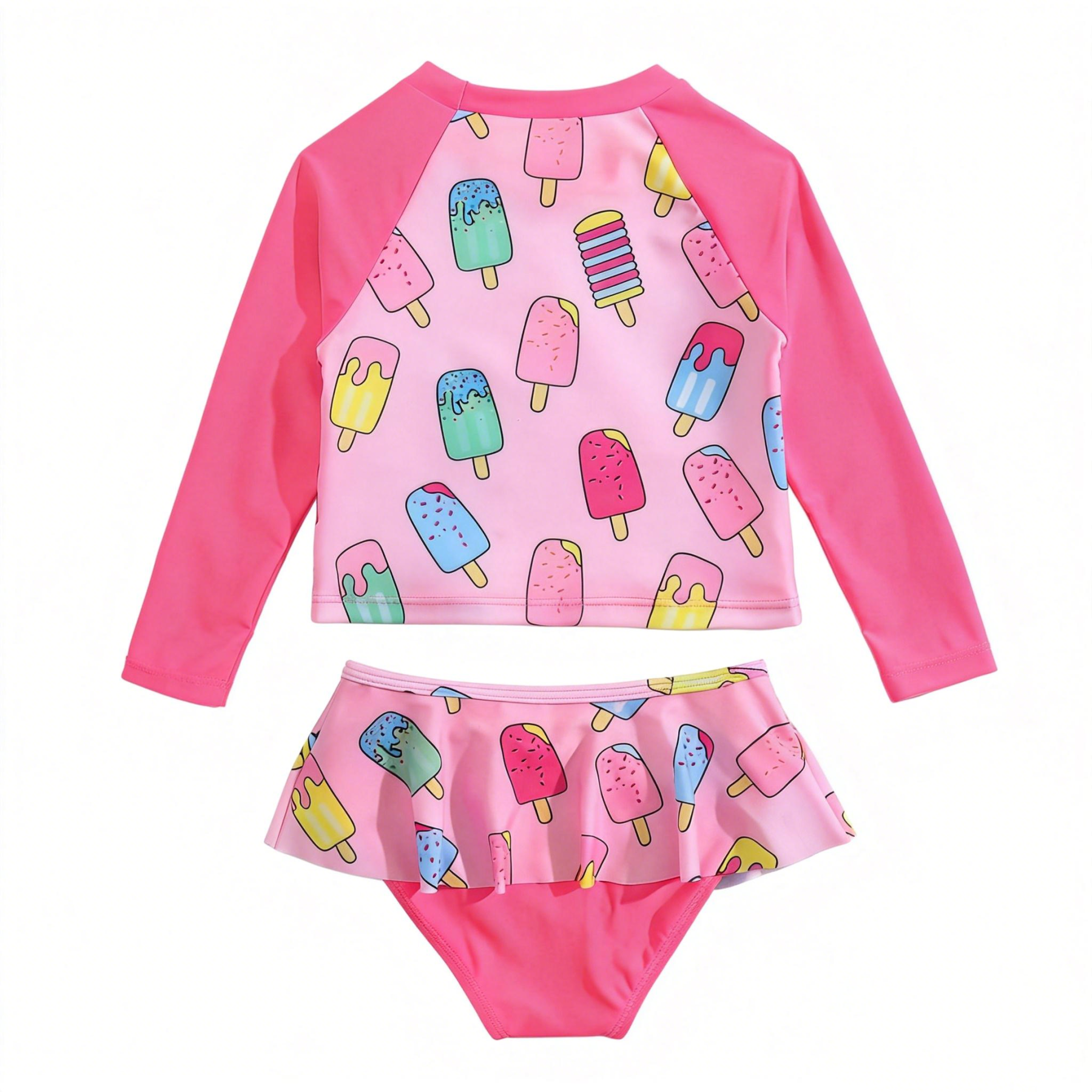 Toddler Girls Rash Guard Sets with Bikini Bottoms Swimwear（4-7Y）