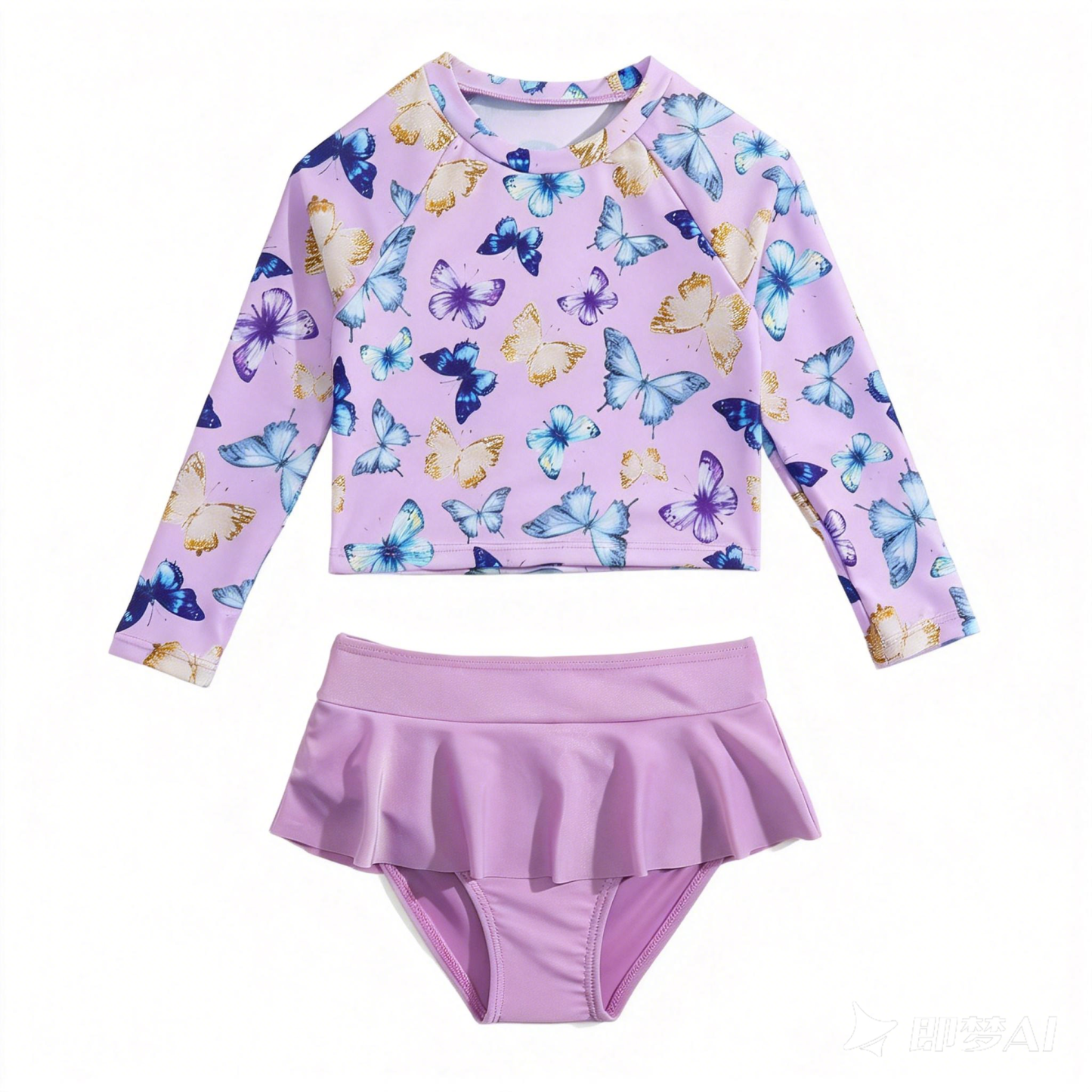 Toddler Girls Rash Guard Sets with Bikini Bottoms Swimwear（4-7Y）