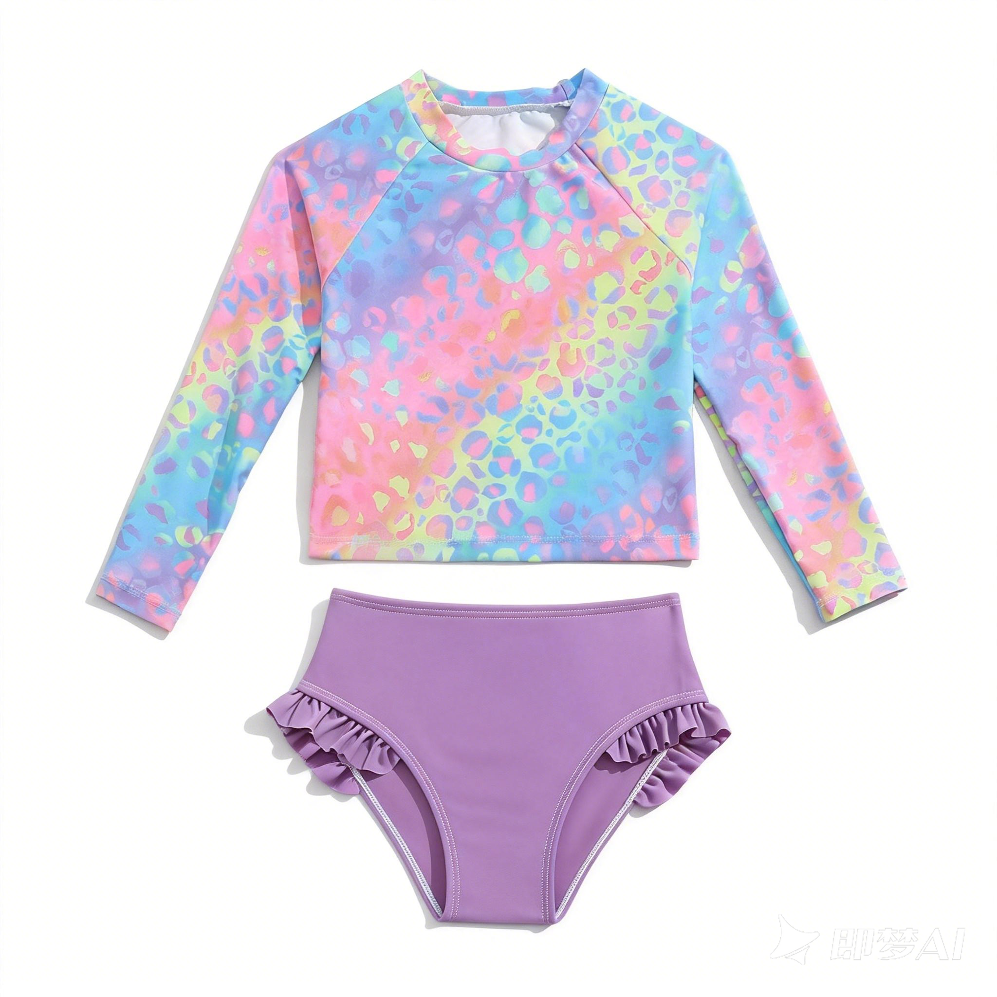 Toddler Girls Rash Guard Sets with Bikini Bottoms Swimwear（4-7Y）