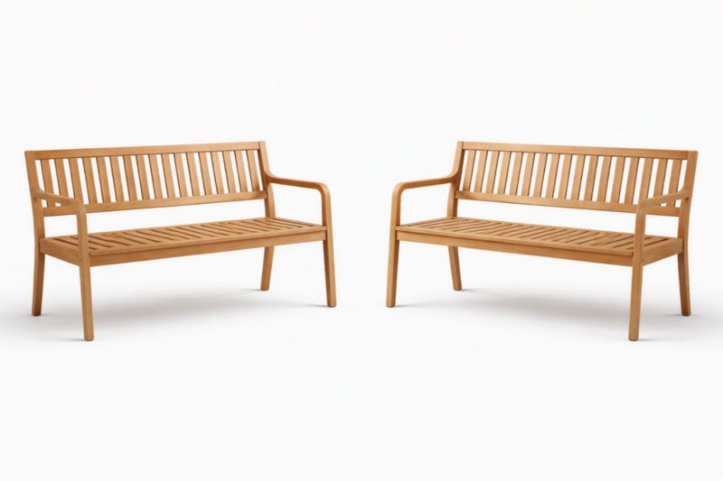 Set di 2 Panchine da Giardino in Legno di Teak 150 cm