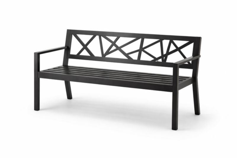 Panchina da Giardino in Alluminio Nero 150x60x80 cm