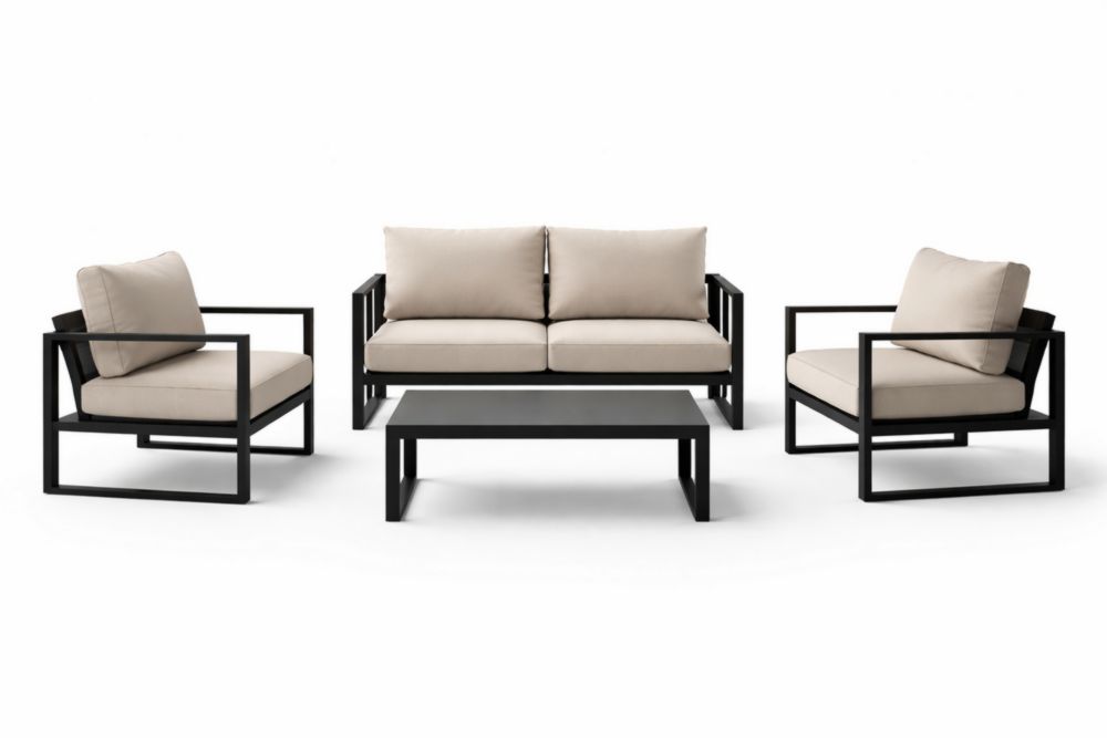 Set salotto da giardino in alluminio e tessuto poliestere Beige