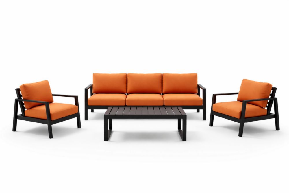 Set di divani da giardino in Alluminio con cuscini in Poliestere Arancione