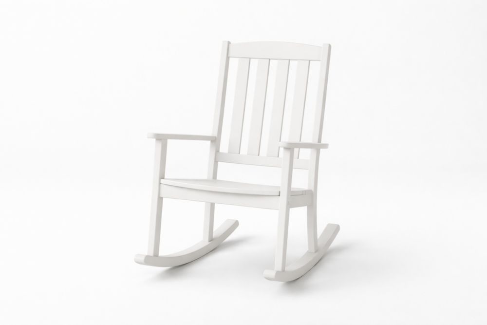 Sedia a dondolo da esterno in Legno Massello Bianco Verniciato