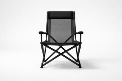 Sedia pieghevole da campeggio in Acciaio e Tessuto Poliestere Nero con braccioli