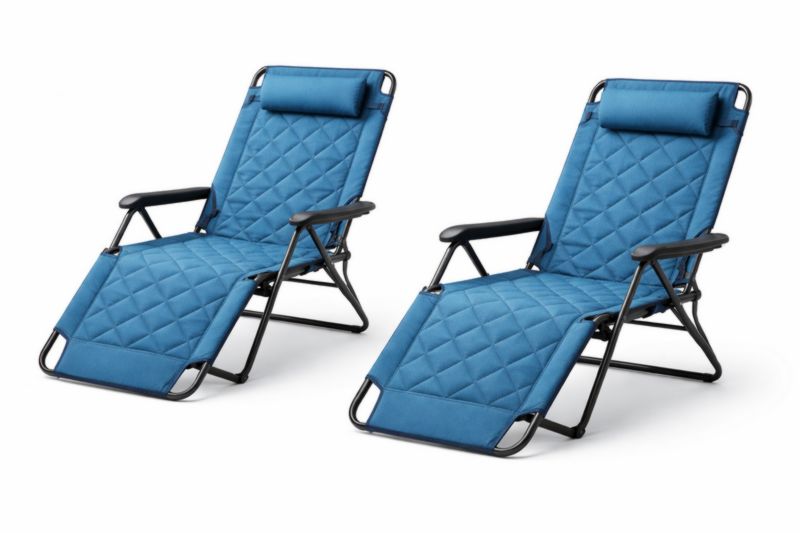 Set di 2 sedie a sdraio pieghevoli in acciaio blu