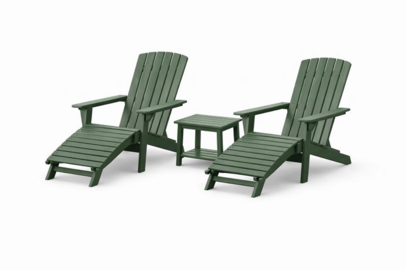 Set da Giardino 3 Pezzi con 2 Sedie Adirondack e Tavolino in Polietilene Verde