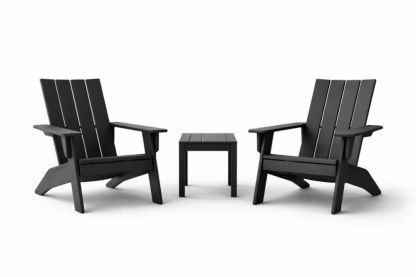 Set di mobili da giardino in polipropilene nero, composto da 2 sedie e un tavolino