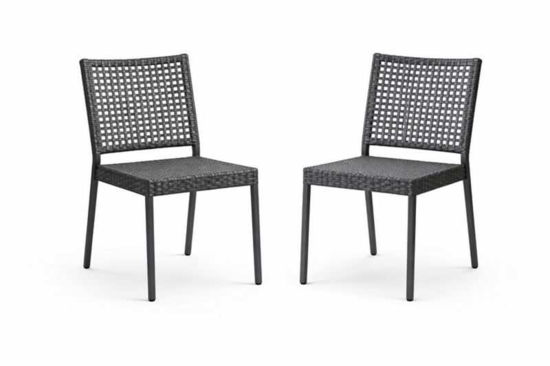 Set di 2 sedie in rattan sintetico con struttura in metallo nero
