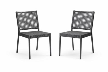 Set di 2 sedie in rattan sintetico con struttura in metallo nero