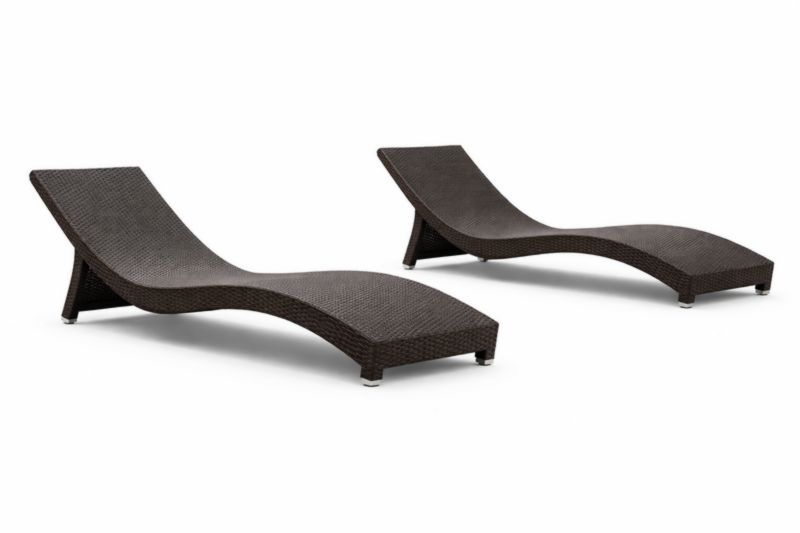 Set di 2 sdraio in rattan sintetico ondulato marrone