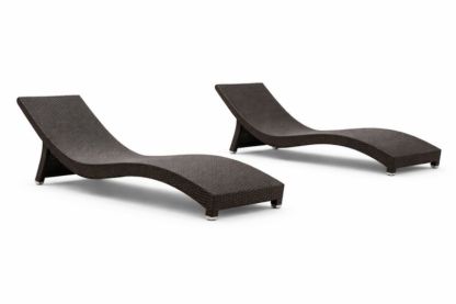 Set di 2 sdraio in rattan sintetico ondulato marrone