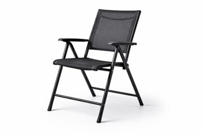 Sedia pieghevole da esterno con braccioli in Acciaio e tessuto poliestere a rete Nero