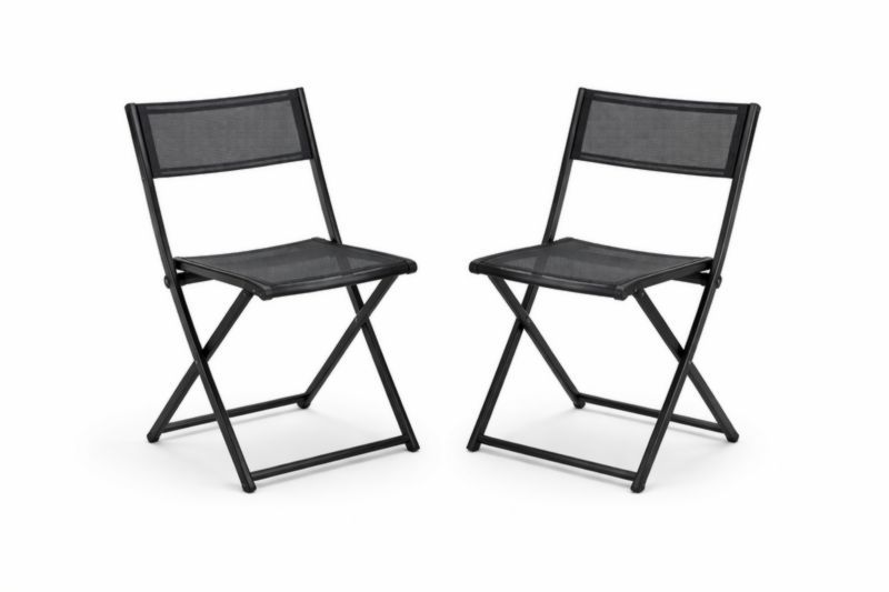 Set di 2 sedie pieghevoli in acciaio e textilene nero