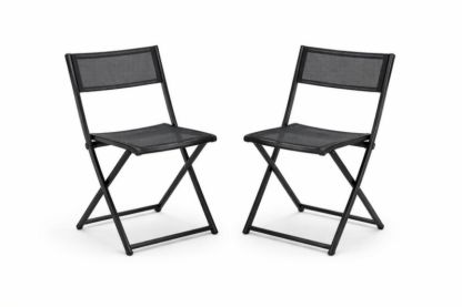 Set di 2 sedie pieghevoli in acciaio e textilene nero
