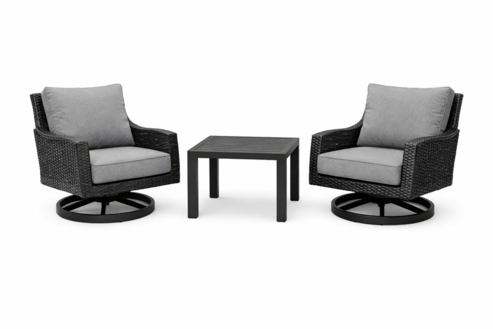 Set da giardino 3 pezzi con poltrone in rattan e tavolino in alluminio