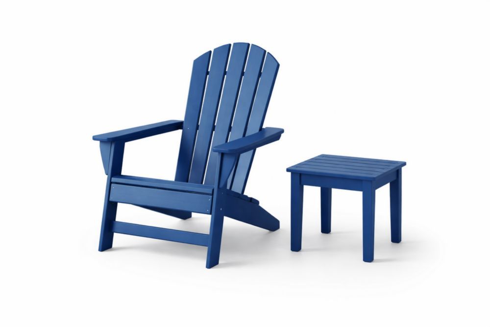 Set sedia Adirondack e tavolino in legno di pino Blu