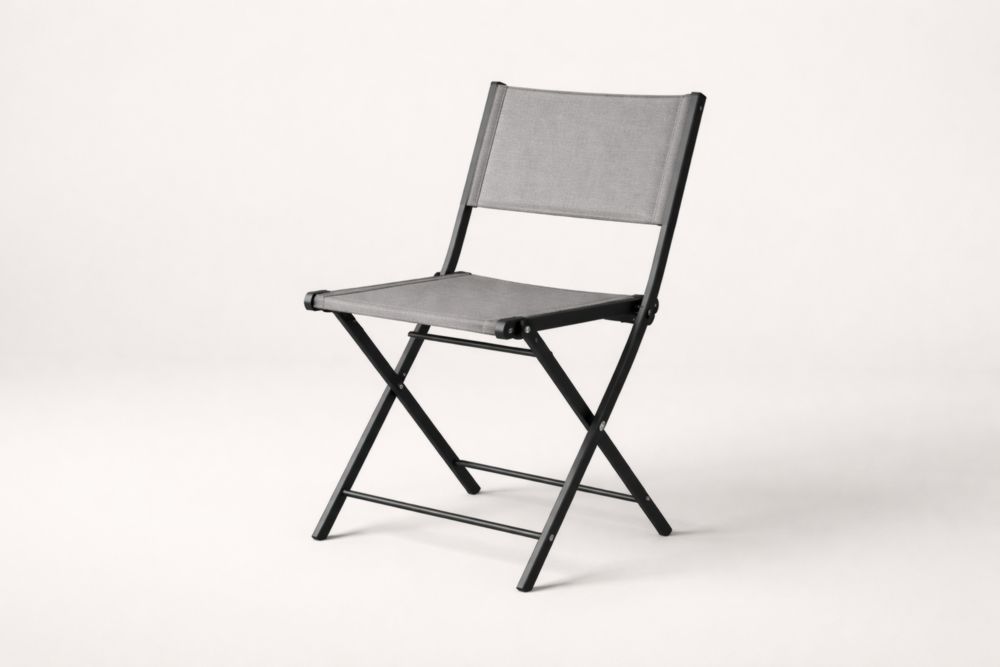 Sedia pieghevole da esterno nera in tessuto poliestere e acciaio