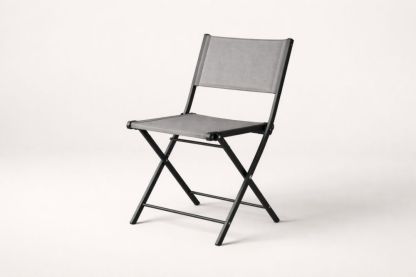 Sedia pieghevole da esterno nera in tessuto poliestere e acciaio