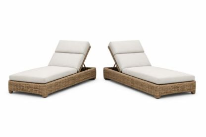 Set di 2 Lettini Prendisole in Vimini e Tessuto Bianco