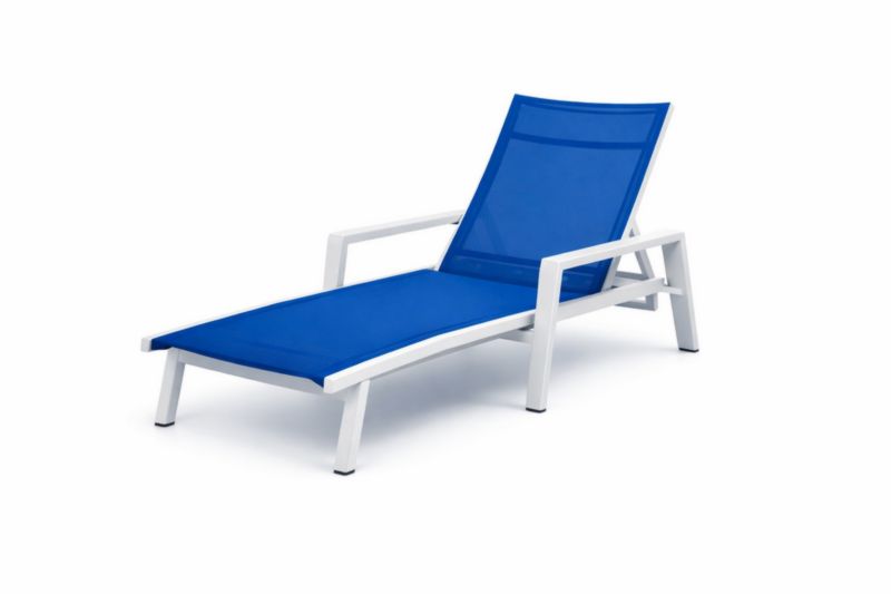 Sedia a Sdraio Reclinabile in Alluminio e Tessuto Blu