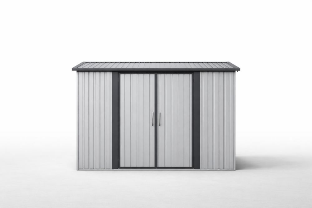 Capanno in Acciaio Grigio con Porte Battenti 213x130x185 cm(Lu×L×H)